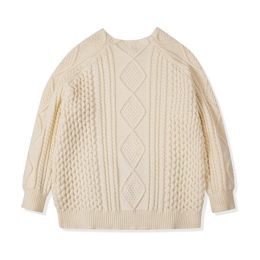 马登工装 美式复古绞花阿兰毛衣圆领百搭编织麻花针织衫男秋冬 米 商品图6