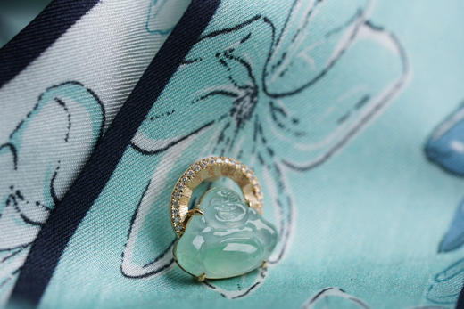 原创设计｜18k金钻甜甜的翡翠佛 商品图8