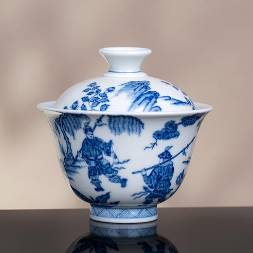 青花鬼谷子下山盖碗 商品图2
