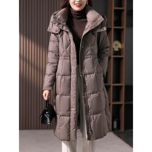 原形高端羽绒服女中长款2023冬季新款韩版时尚收腰白鸭绒加厚外套 商品图0