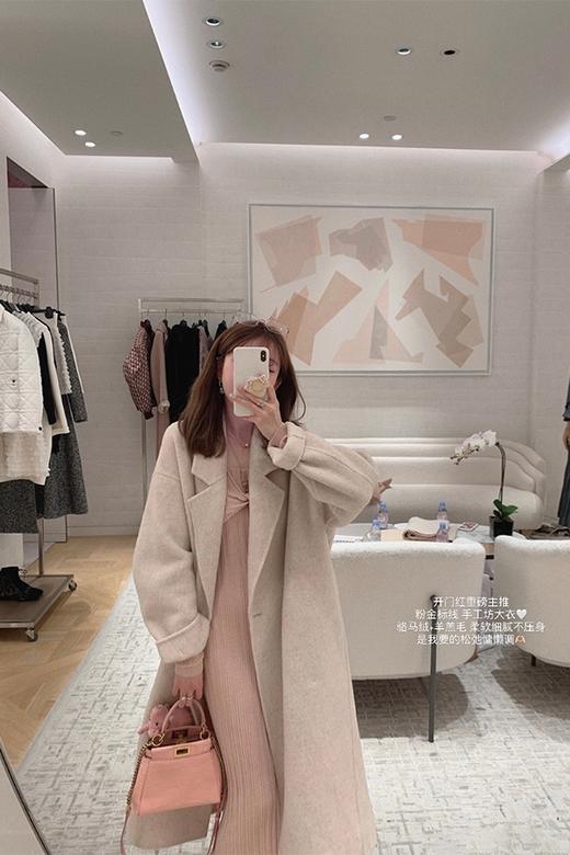 金蘑菇菇 粉金标线 手工坊大衣 / 高品质 宽松慵懒洋气中长款大衣 商品图5