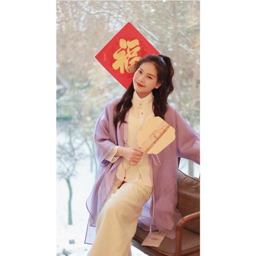 【抖音专属】【贺春系列】飘纱开衫（24710032-紫菂） 商品图0