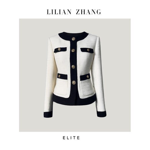 ELITE定制—时尚轮回——轻奢名媛——经典小香风黑白拼色上衣 2305028 商品图0