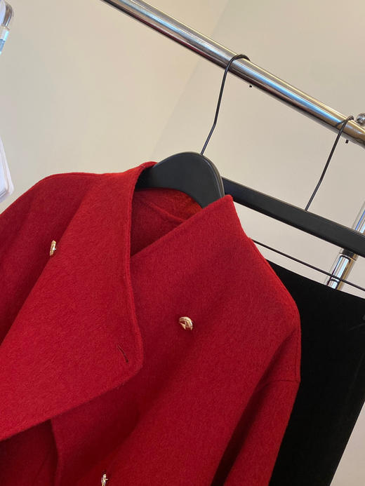 安娜红色羊毛大衣 商品图7