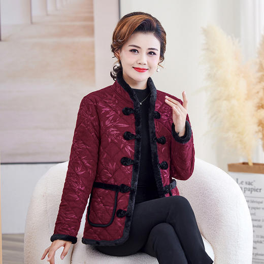 MC 829妈妈棉衣外套加绒加厚盘扣唐装棉袄 商品图0
