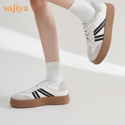 Safiya/索菲娅2024春季新品 网红厚底百搭条纹系带休闲复古德训鞋 SF41112032 商品图1