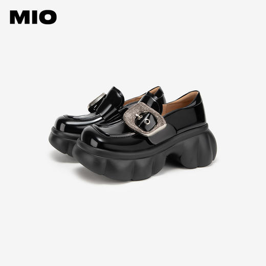 [孟佳同款]MIO米奥春女鞋复古乐福鞋学院风厚底豆豆鞋M241583109 商品图3