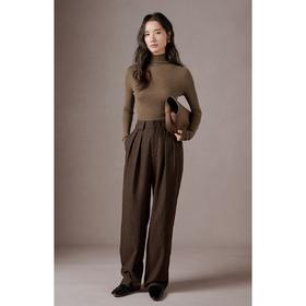 气质美拉德条纹阔腿西装裤女2023冬季新款高腰宽松垂感休闲裤