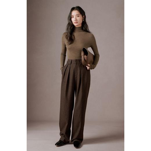 气质美拉德条纹阔腿西装裤女2023冬季新款高腰宽松垂感休闲裤 商品图0