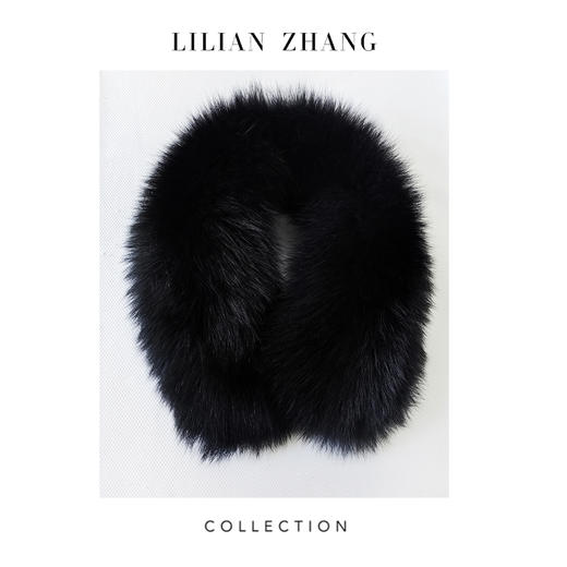 LILIAN ZHANG 定制——黑色狐狸毛领磁吸扣百搭围脖大毛领 2320001 商品图0
