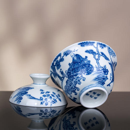 青花鬼谷子下山盖碗 商品图5
