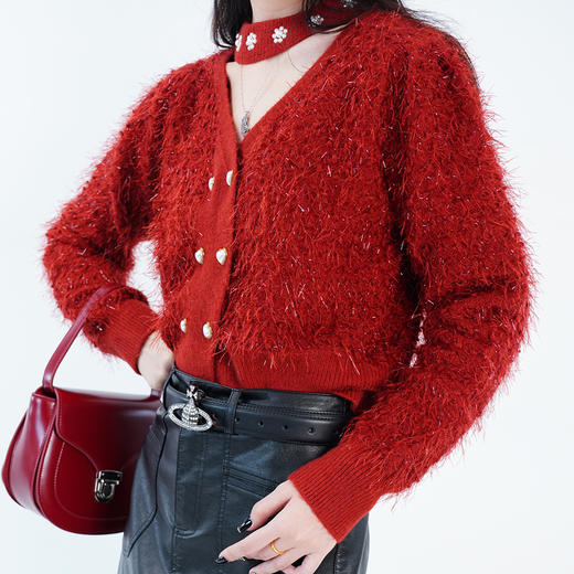 女装23秋冬新款时尚爱心珍珠设计毛衣外套2254-M23M227▲ 商品图3
