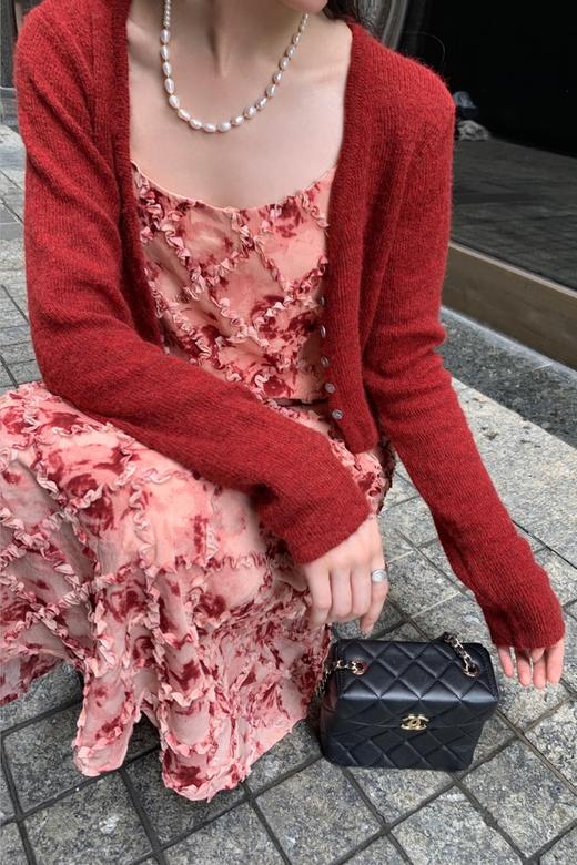 SIA SAYLOR 	红色立体花边吊带连衣裙 19075 商品图6