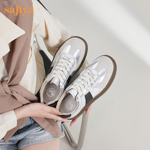 Safiya/索菲娅2024春季新款潮流街头透气百搭复古拼色厚底德训鞋 SF41112034 商品图1