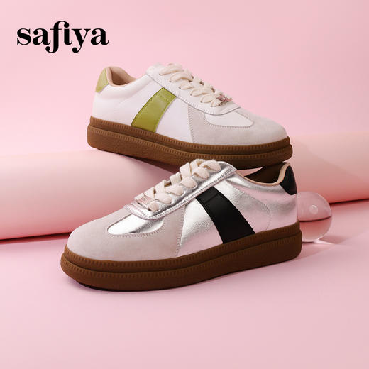 Safiya/索菲娅2024春季新款潮流街头透气百搭复古拼色厚底德训鞋 SF41112034 商品图8