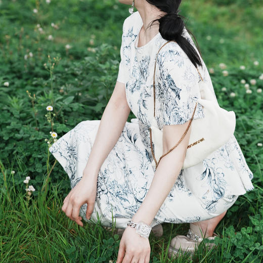 新古典“东方Lady”艺术风数码印花褶皱修身上衣2202013 商品图1