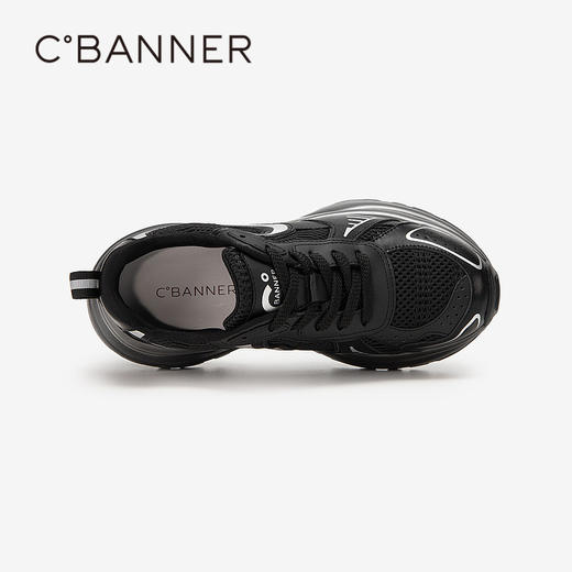 千百度轻便厚底银色老爹鞋女春季增高网面休闲运动鞋透气A24125501 商品图4