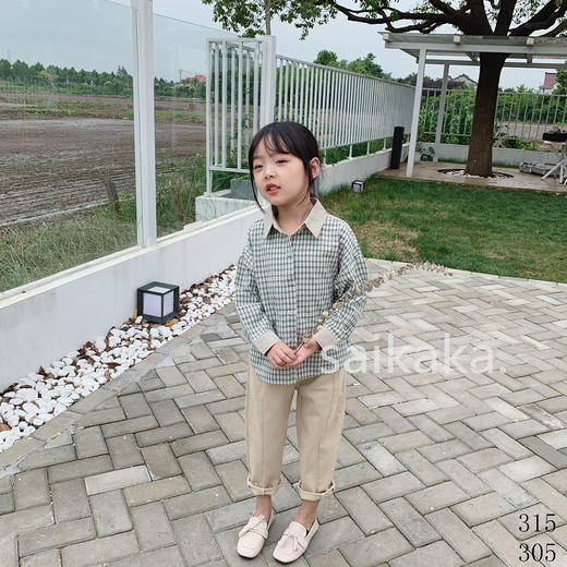 SY315 袖领拼色格衬   100-140 商品图4