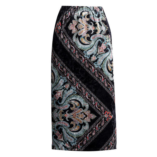 印花中长款通勤优雅时尚包臀裙，秋冬款高腰修身气质半身裙MYX-6713 商品图4