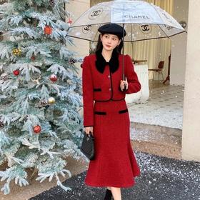 【代工厂】香奶奶同款~官网售价2w+【盐系千金小香风羽绒外套+鱼尾半身裙套装】遮肉显瘦！ 90%羽绒填充，短款版型，拉长身材比例，鱼尾裙自带迷人曲线！