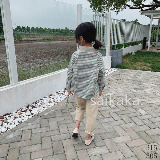 SY315 袖领拼色格衬   100-140 商品图2