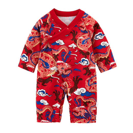 【龙踏祥云拜年服】婴儿衣服连体衣a类纯棉拜年红色婴儿服满月宝宝周岁新生衣 服龙年 商品图3