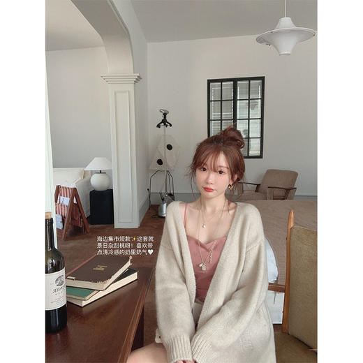 金蘑菇菇 海边集市/ 经典耐看慵懒宽松温柔气质遮PP中长款开衫 商品图2