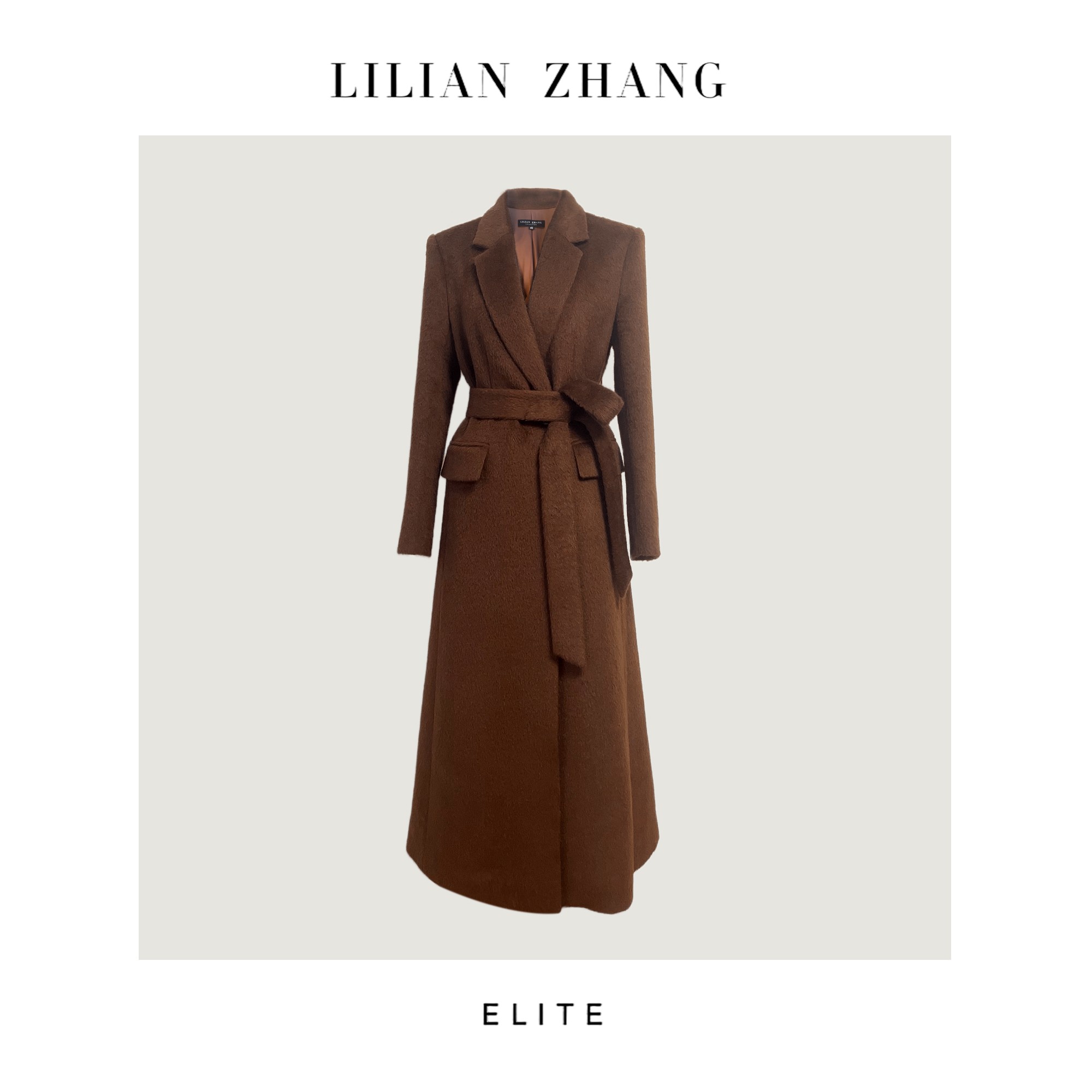 2306008LILIAN ZHANG定制—都市力量—至简新潮—挚爱羊驼绒长款美拉德风大衣