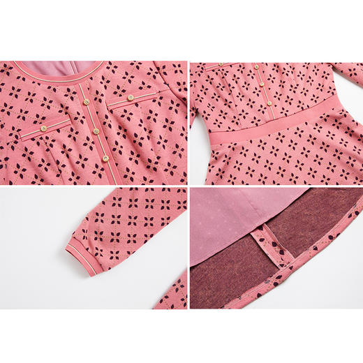 司歌圆领针织弹力连衣裙长袖收腰冬女装新款A881238 商品图1