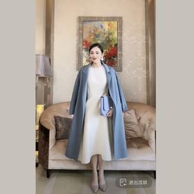 定制-【米兰女郎】高端水波纹羊毛双面呢长款通勤大衣1906310