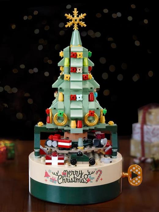 兼容乐高水晶圣诞树音乐盒圣诞老人盲盒拼装积木玩具新年礼物 商品图0