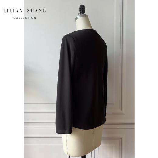 极简主义荡领长袖衫、Lady法式纯色气质简约打底上衣  2302023 商品图2