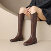 时尚百搭，加绒保暖全真皮高筒靴低跟圆头骑士靴牛皮大小筒长靴YLD-X972 商品缩略图8