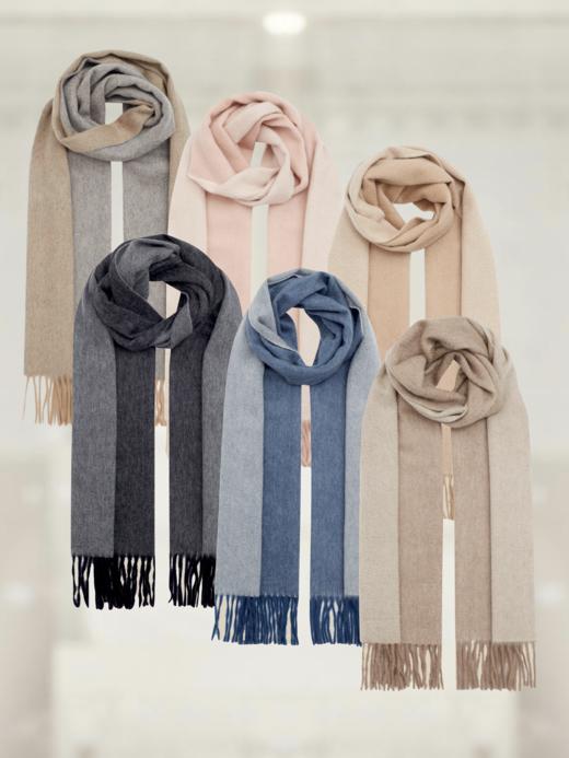 阿拉善白绒纯山羊绒水波纹围巾「双面异色7款」 商品图0