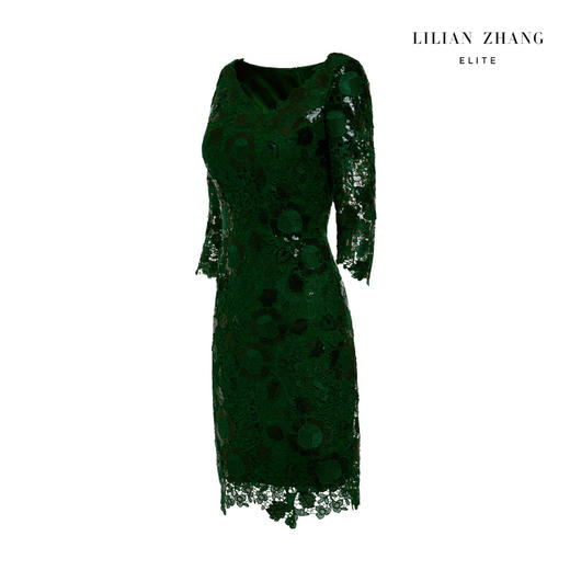 高奢定制 - 纯手工无缝七分袖蕾丝优雅重工小礼服连衣裙  1501104 商品图1