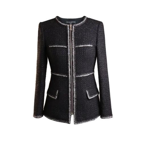 定制—"名媛风"黑色拉链 时尚修身通勤显瘦小香风外套   1705056 商品图0