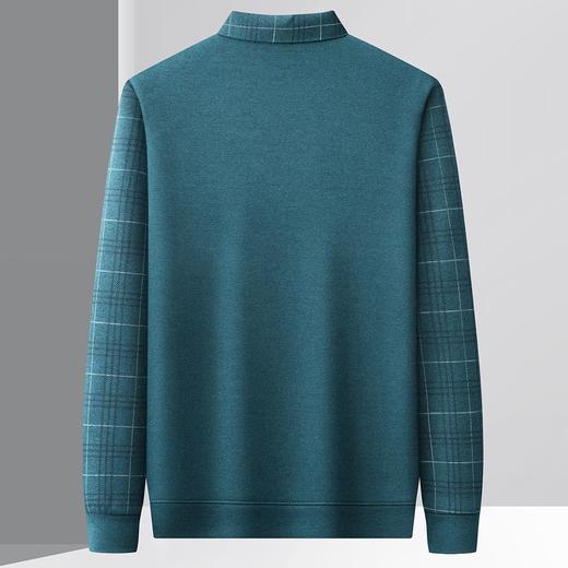 【加绒加厚】罗蒙秋冬男装加绒加厚衬衫领假两件慵懒毛衣男冬季针织衫 商品图3