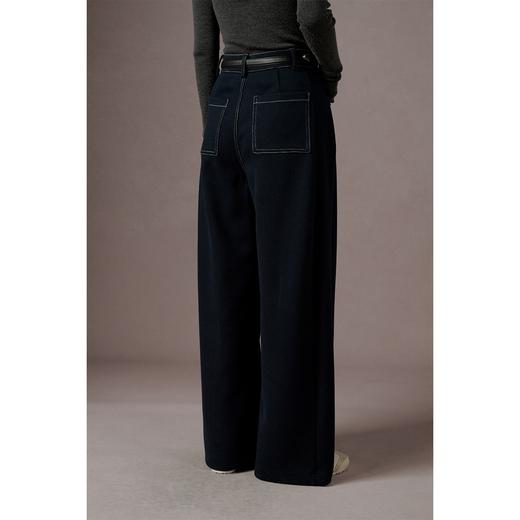 气质显瘦羊毛阔腿裤女2023冬季新款复古高腰直筒裤休闲裤子 商品图3