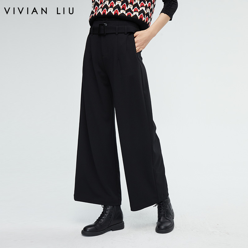 VIVIAN LIU薇薇安刘R2345001秋女装新款高腰腰部腰带阔腿长裤
