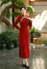 酒红色高贵旗袍高端丝绒秋冬新款复古气质唐装宴会SYG-697 商品缩略图0