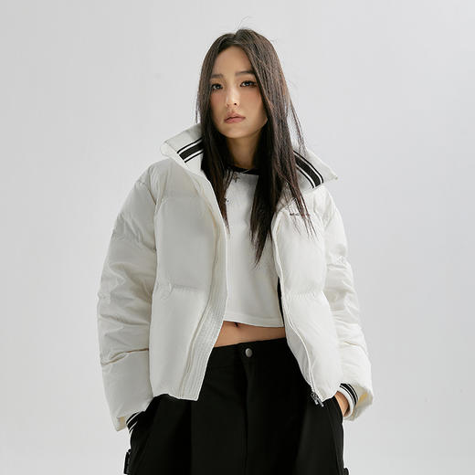 YKYB冬季羽绒服女短款加厚保暖美式复古上衣拼接立领潮流百搭外套 商品图4