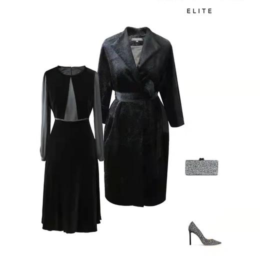 中长款毛绒大衣 - 轻奢百搭通勤宽松系带简约中长款外套 2006010 商品图2