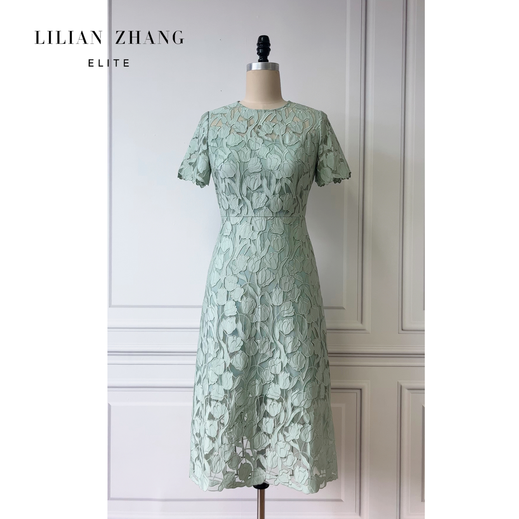 定制—轻奢、法式刺绣——“灿漫花园”轻礼服裙提花优雅连衣裙 2301068