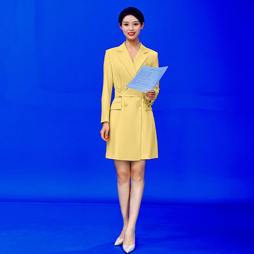 IWY/新款黄色播音主持人正装女高端录课演讲比赛服装气质西装Q13314 商品图1