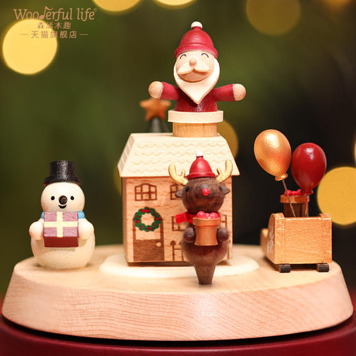 wooderfullife  音乐盒 麋鹿雪人送礼 商品图2