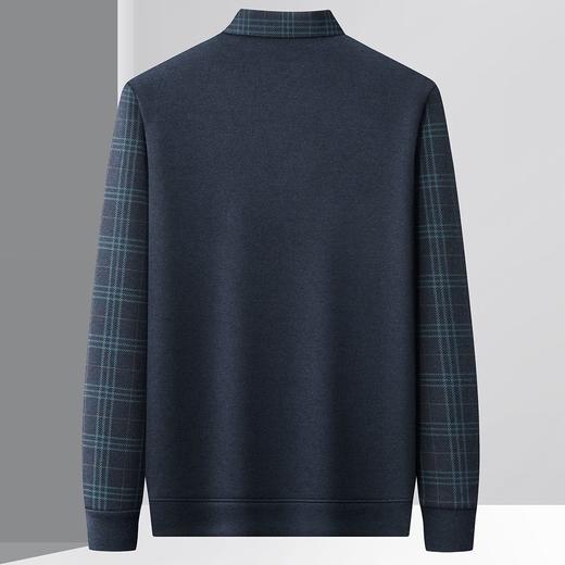 【加绒加厚】罗蒙秋冬男装加绒加厚衬衫领假两件慵懒毛衣男冬季针织衫 商品图1