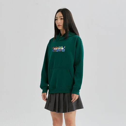 YKYB冬季新款加绒潮牌连帽卫衣纯色简约百搭帽衫宽松印花上衣 商品图1