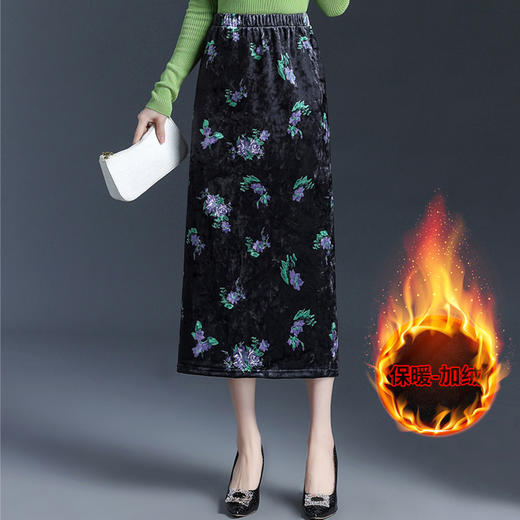 印花中长款通勤优雅时尚包臀裙，秋冬款高腰修身气质半身裙MYX-6713 商品图2