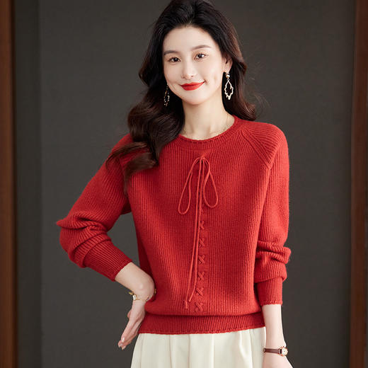 秋冬内搭打底衫，小个子短款毛衣女配裙子系带上衣CC-15-1909 商品图2