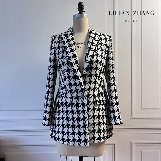 定制—Vintage—Lady挚爱、英伦风千鸟格修身黑白西装外套2205026 商品图0